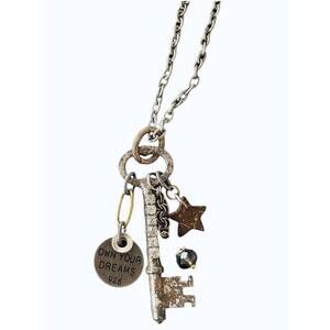 NEW BELLE VIA women's vintage skeleton key necklace in silver/infinity